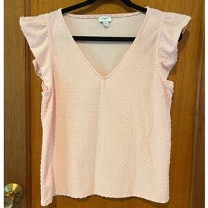 J. Crew pink sleeveless ruffle sleeve top clip-dot size Medium